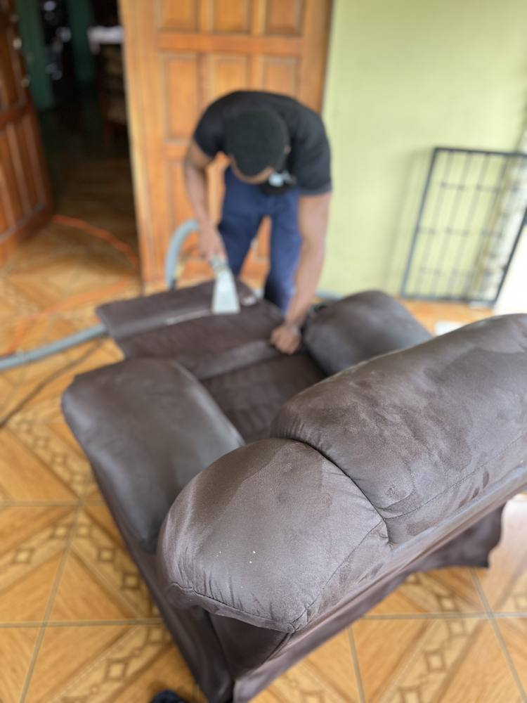 Recliner being extracted in La Brea